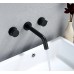 AIMASHA Matte Black Bathroom Faucet-Double Handle Wall Mount Brass Basin Mixer and Rough-in Valve Included and Rough in Valve Included 5720 - B07F866346